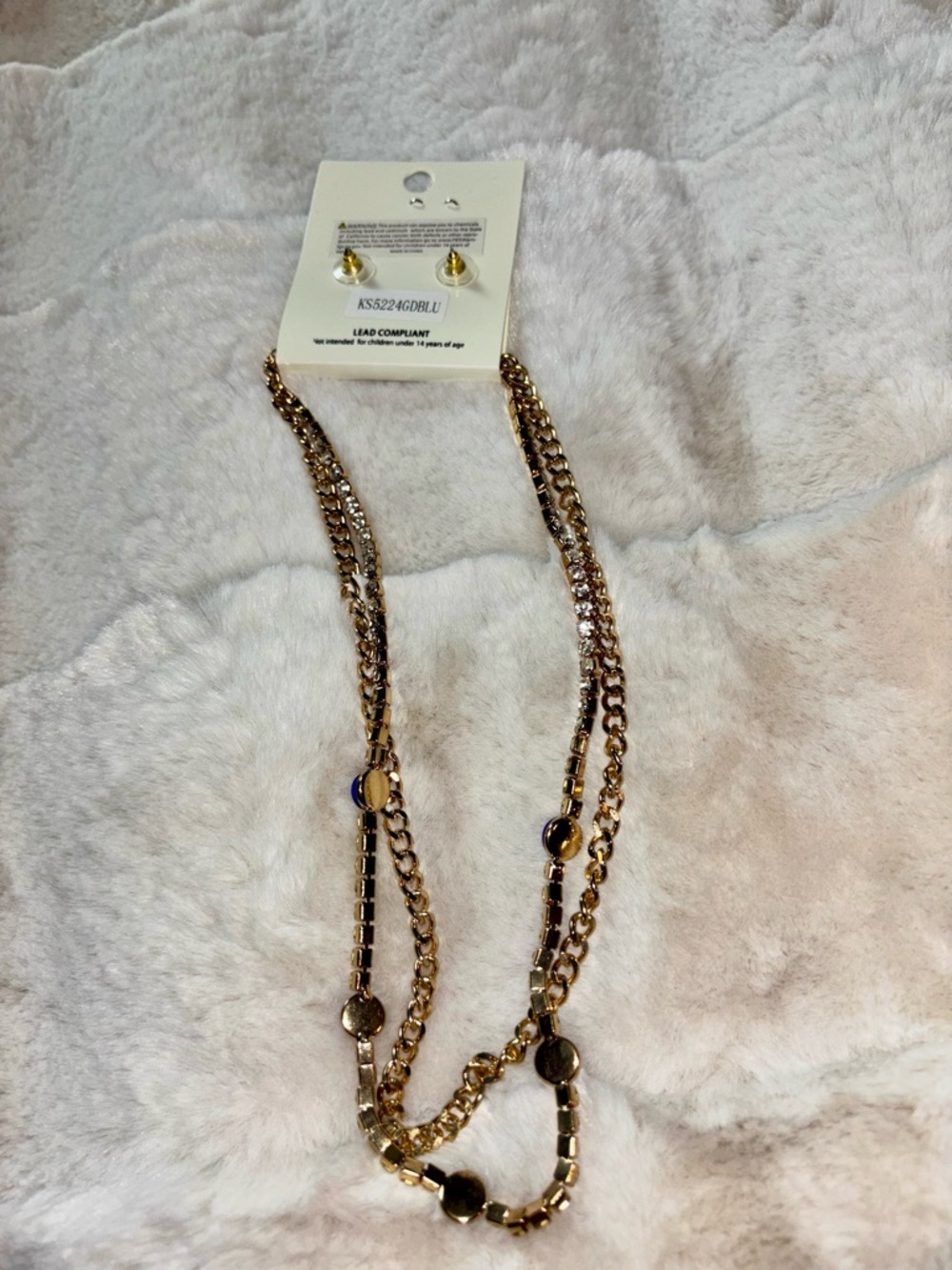 Gold-Tone Layered Chain Necklace with Accent Beads - Women Jewelry